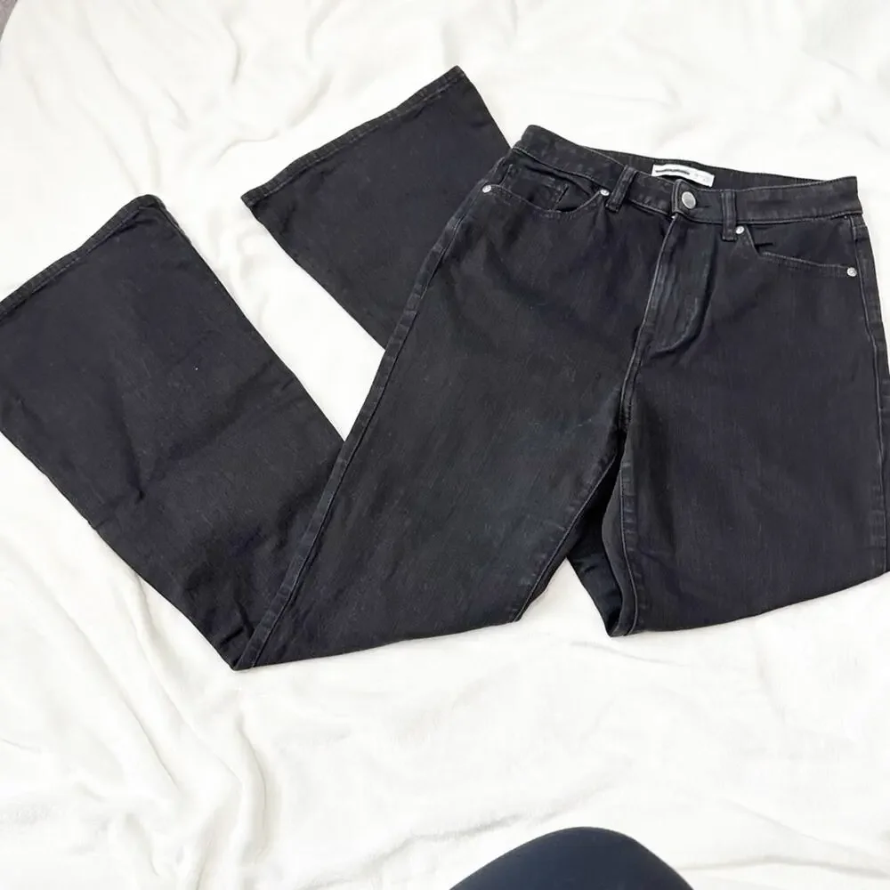 Elizabeth & James high rise flare jeans black denim size 4 27